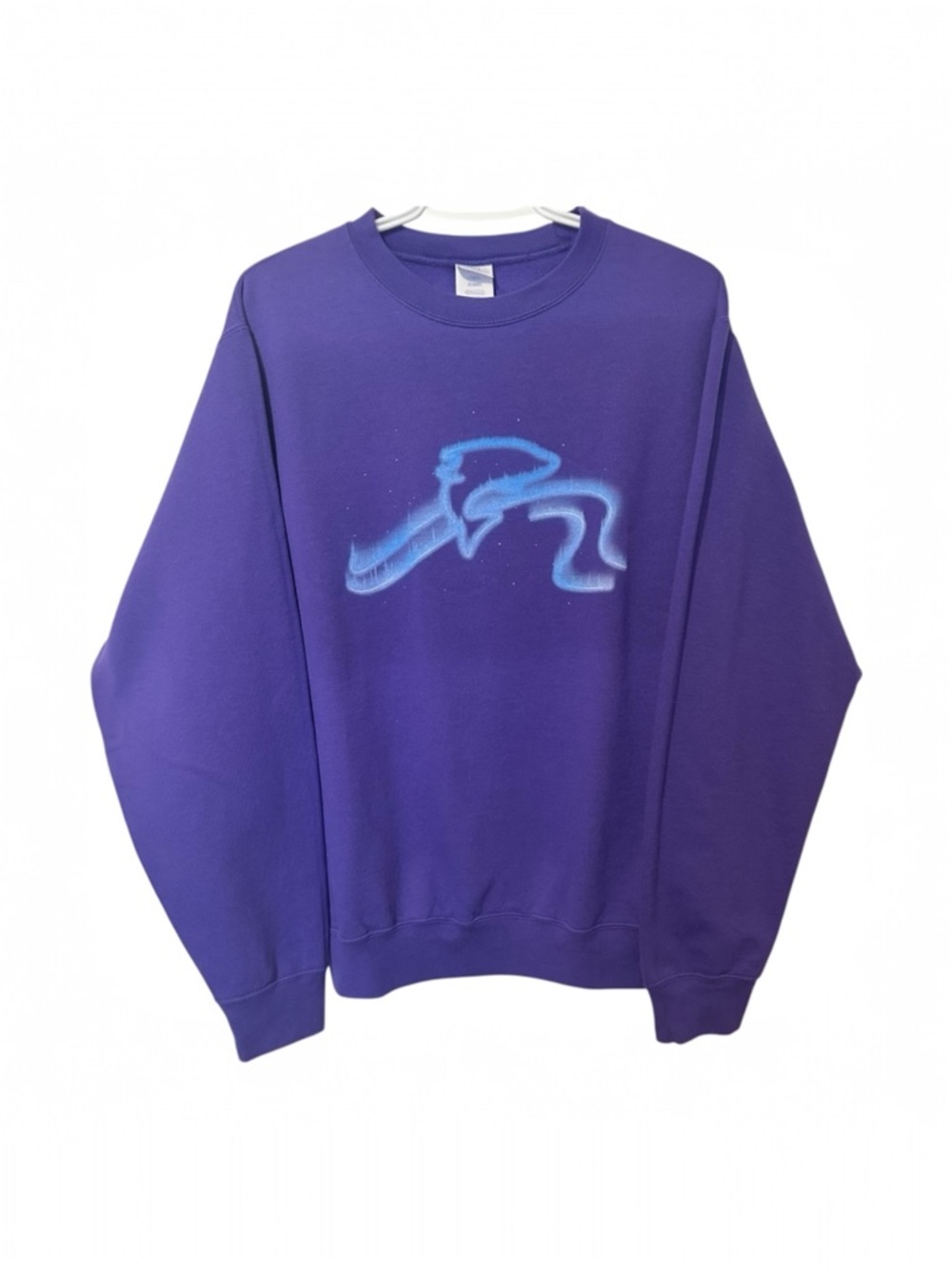 Dolphin Northern Lights Aurora Borealis Purple Graphic Crewneck Sweater Medium
